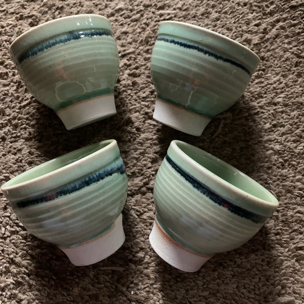 Vintage 1940s Niloak Pottery – Set of 4 Ceramic Espresso Cups